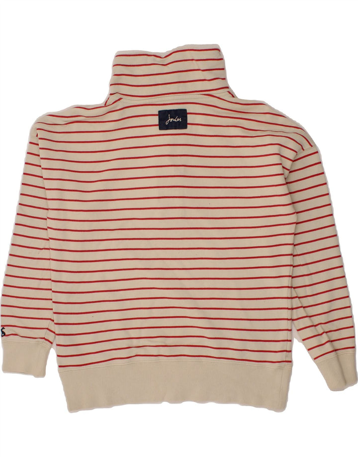 JOULES Womens Button Neck Sweatshirt Jumper UK 12 Medium  Beige Striped Vintage Joules and Second-Hand Joules from Messina Hembry 