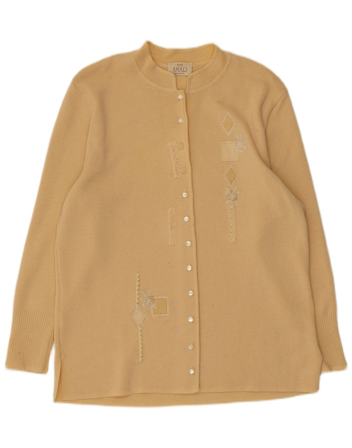 Vintage Damen Cardigan Pullover UK 16 Große Beige Wolle