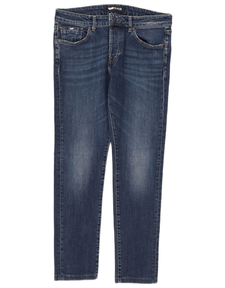 Gas Damen Slim Jeans W33 L28 Blaue Baumwolle