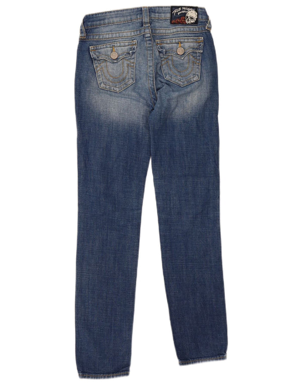 True Religion Distressed Slim-Jeans für Mädchen, 13–14 Jahre, W26 L29, blaue Baumwolle