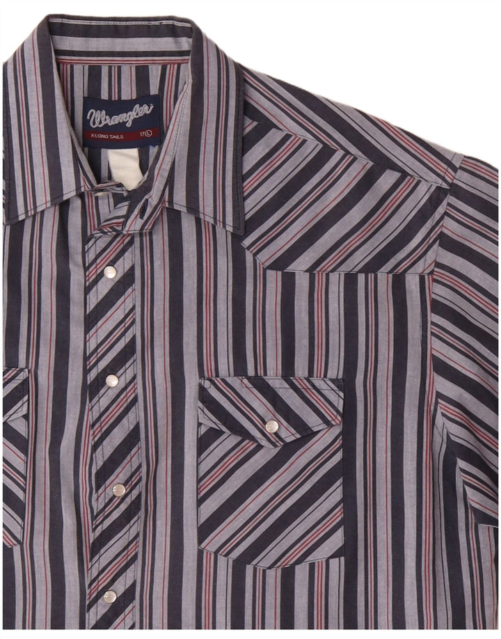 Wrangler Herren Kurzarmhemd Größe 17 XL Blau gestreift