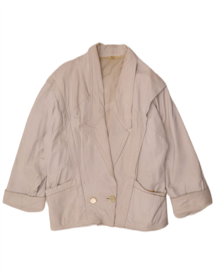Vintage Damen übergroße zweireihige Blazerjacke UK 14 Mittelweiß