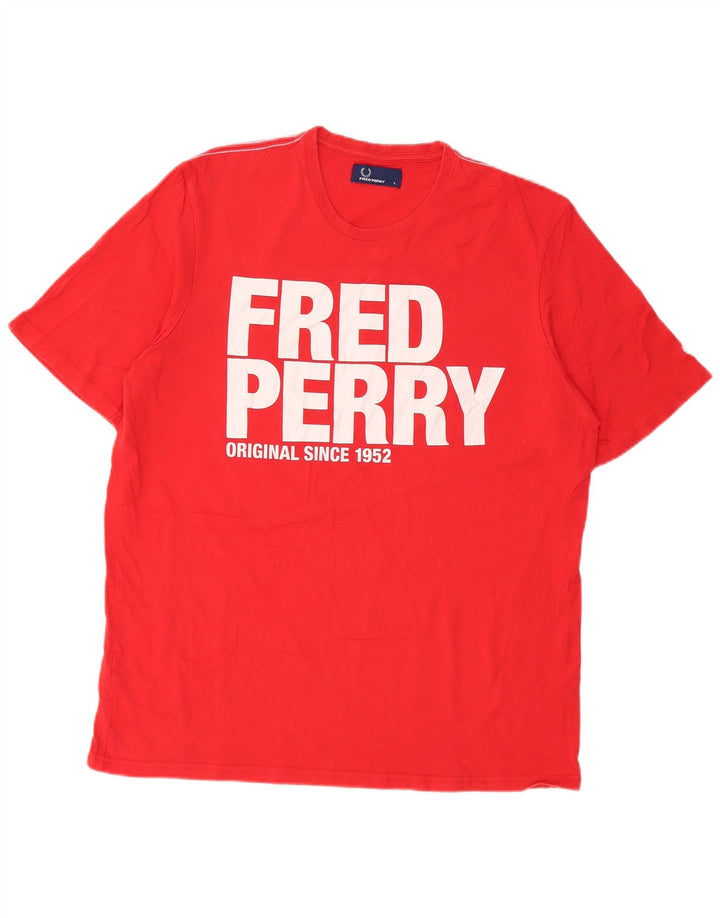 Fred Perry Herren-T-Shirt mit Grafik, Größe L, aus roter Baumwolle