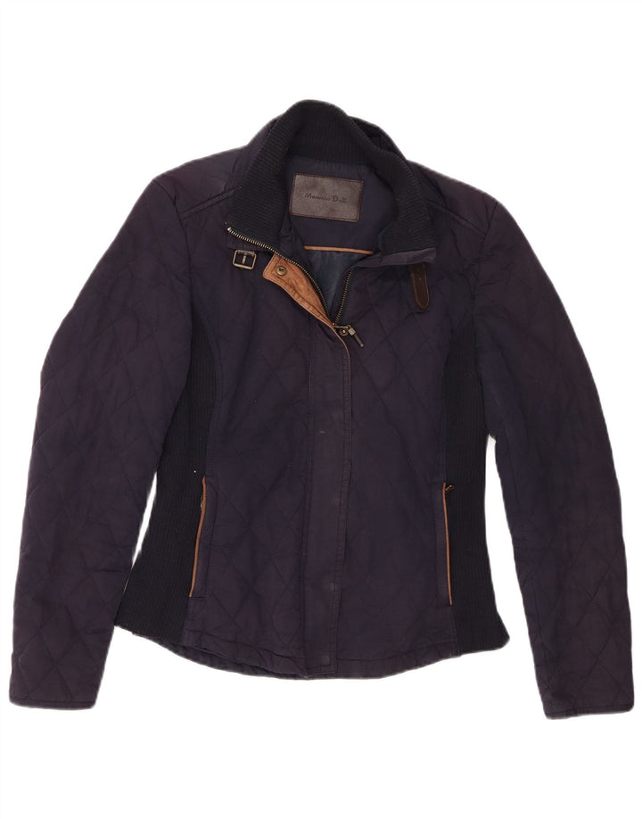 Massimo Dutti Damen Steppjacke EU 38 Medium Navy Blue Colourblock