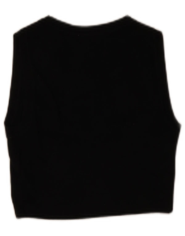 Zara Damen Crop Vest Top UK 12 Mittelschwarze Viskose