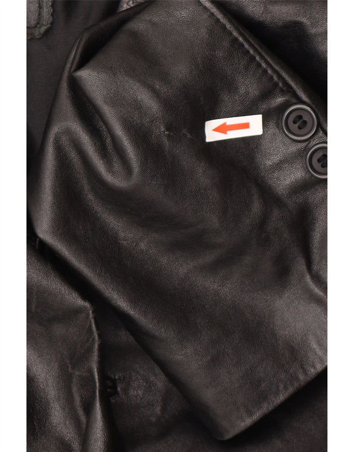 Wake Damen Ledermantel UK 22 3XL Schwarzes Leder