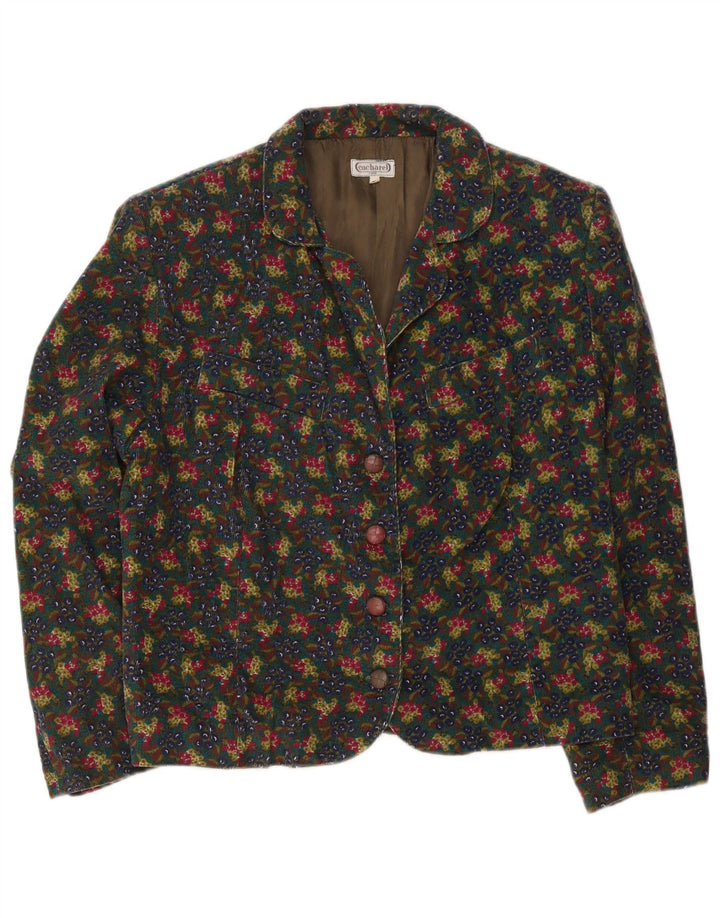 Cacharel Damen-Blazer mit 4 Knöpfen, EU 42, groß, mehrfarbig, mit Blumenmuster