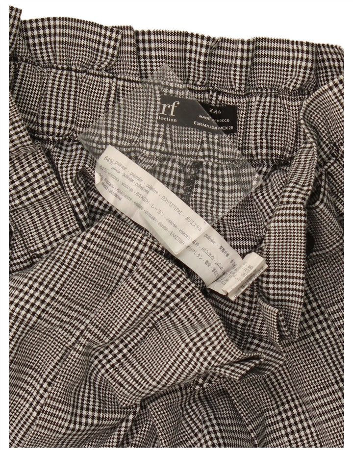 Zara Damen-Shorts mit hoher Taille, mittelgroß, W28, schwarz kariertes Polyester