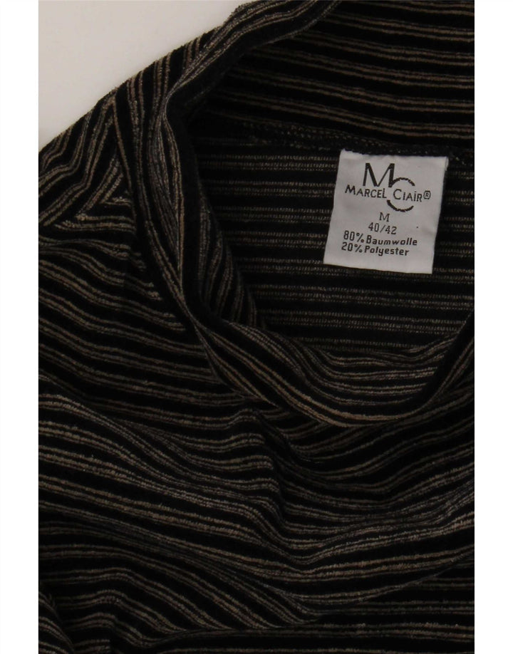 Marcel Clair Damen Top Langarm IT 40/42 Medium Schwarz Nadelstreifen