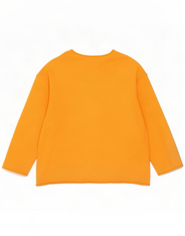 Benetton Damen Übergroßes Top Langarm UK 14 Mittelorange Baumwolle