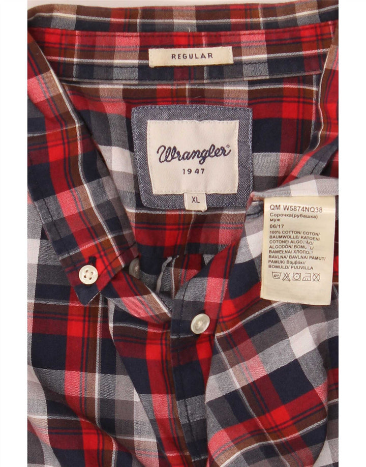 Wrangler Herren-Flanellhemd XL, rot karierte Baumwolle