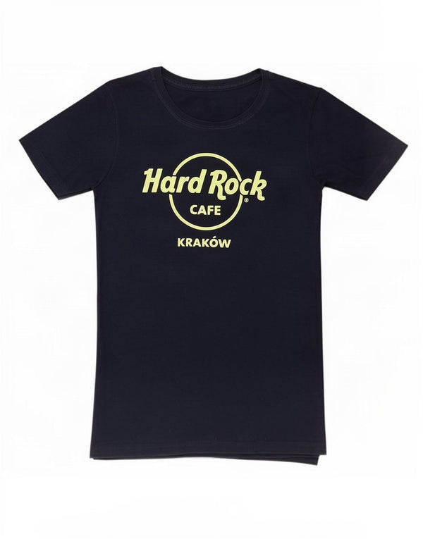 Hard Rock Cafe Damen Krakow Graphic T-Shirt Top UK 8 Small Marineblau