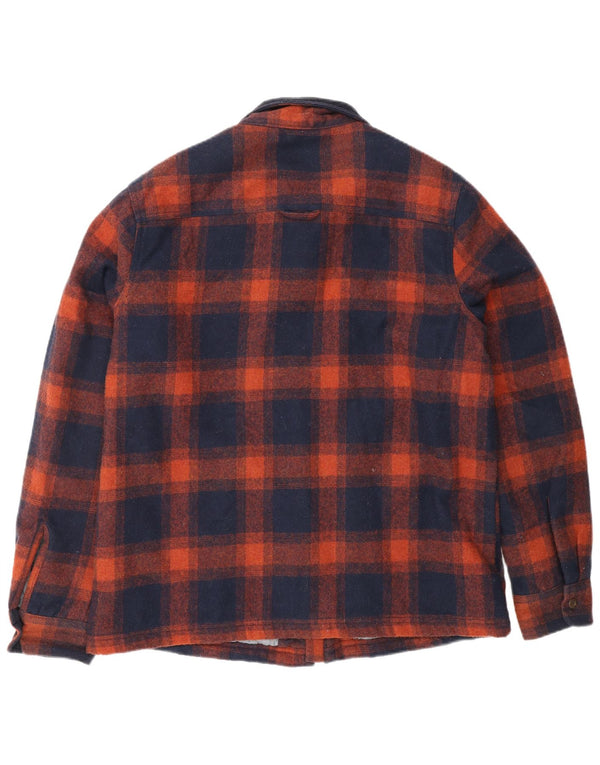 SUPERDRY Herren-Lumberjack-Flanellhemd aus Wolle in Mittelblau mit Karomuster