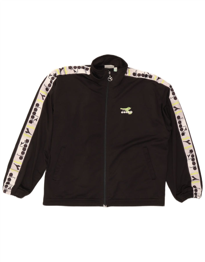 Diadora Herren-Trainingsanzugoberteil mit Grafik, UK 38, Mittelschwarz, Farbblock