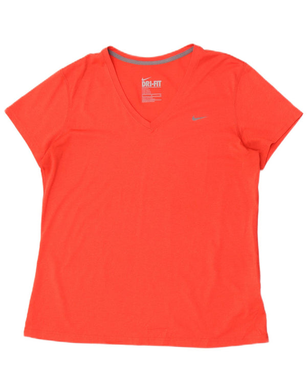 Nike Womens Dri Fit Regular Fit T-Shirt Top UK 18 XL Orange Polyester