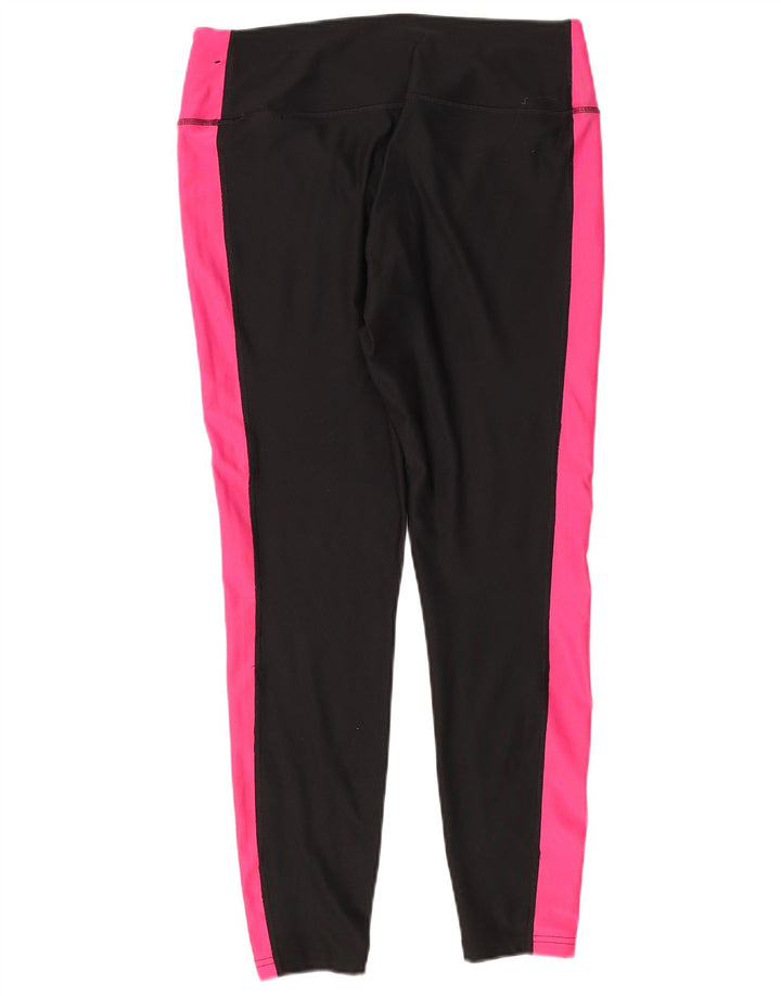 Nike Damen Dri Fit Leggings UK 14 Large Schwarz Colourblock Polyester