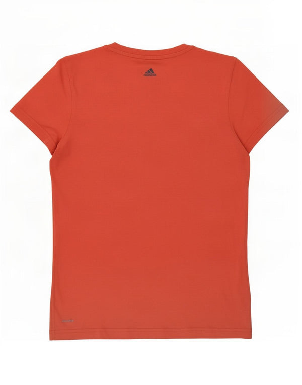 Adidas Damen Climalite Graphic T-Shirt Top UK 10 Small Rosa Baumwolle