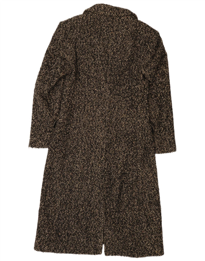 Zara Damen Mantel UK 10 Small Schwarz Fischgrätenmuster Acryl
