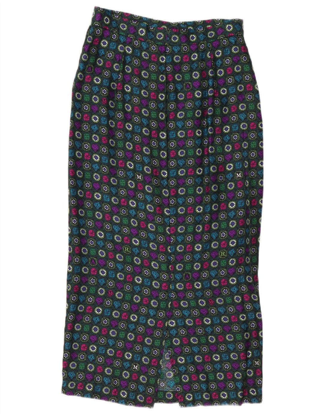 Vintage Damen Maxi Bleistiftrock Medium W28 Mehrfarbig Geometrisch