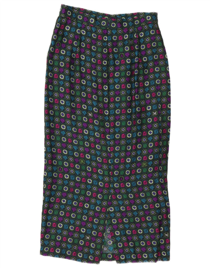 Vintage Damen Maxi Bleistiftrock Medium W28 Mehrfarbig Geometrisch