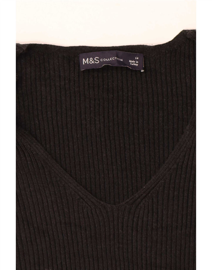 Marks & Spencer Damen-Pullover mit V-Ausschnitt, Gr. 14, mittelschwarz