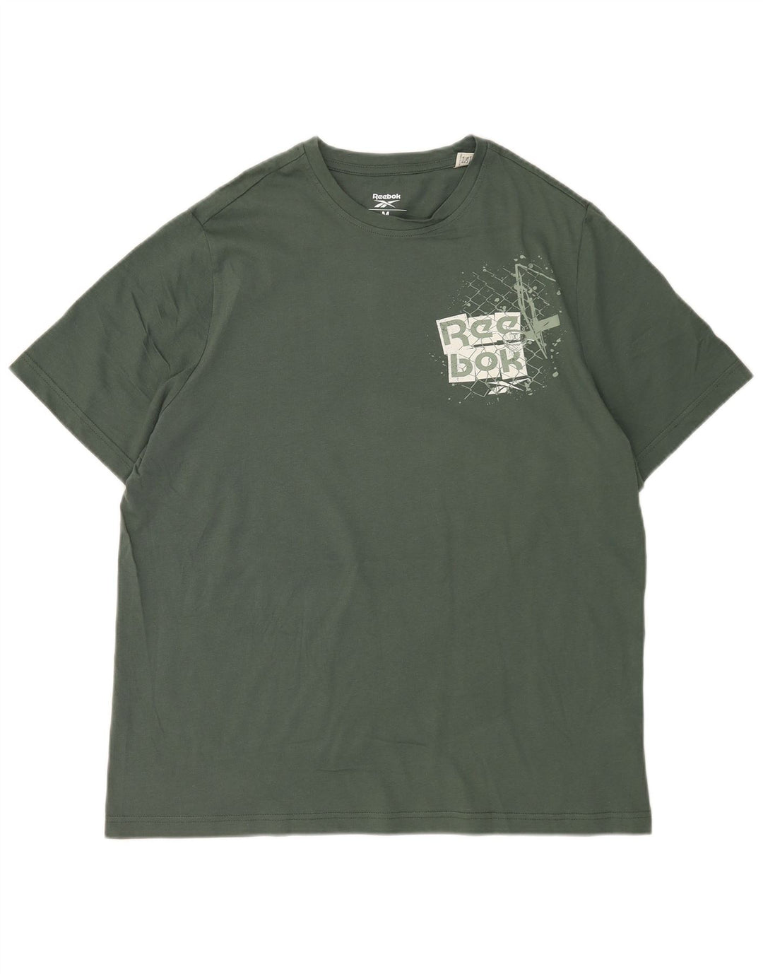Reebok Herren Grafik-T-Shirt-Oberteil aus mittelgrüner Baumwolle