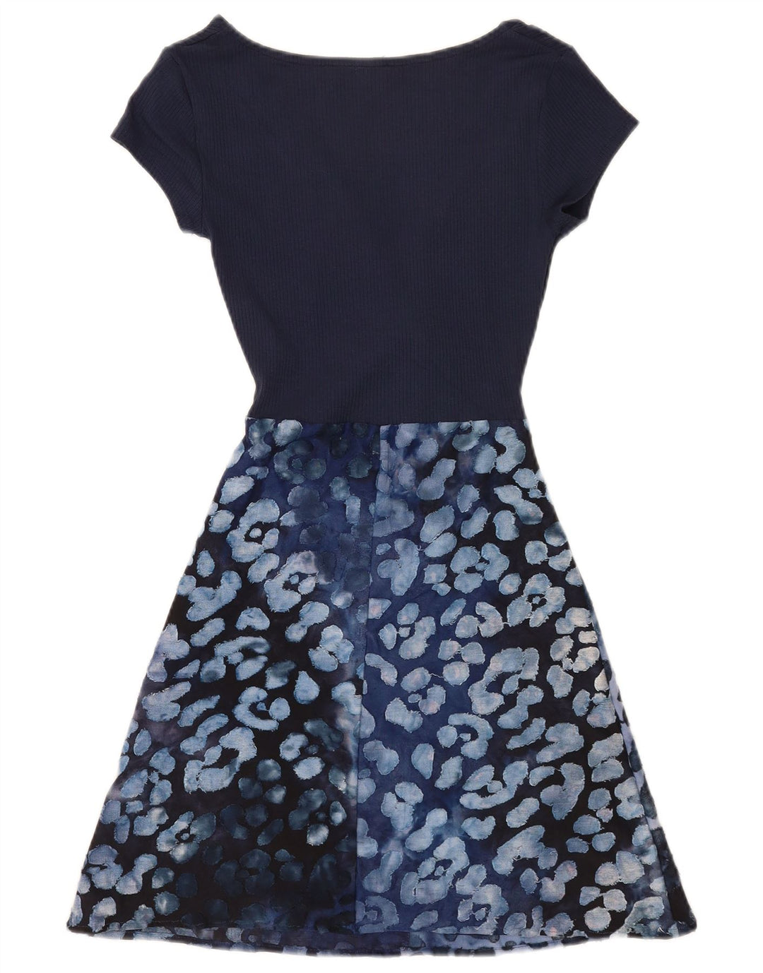 Desigual Damen A-Linien-Kleid mit abstraktem Muster, UK 12, mittelblaue Viskose