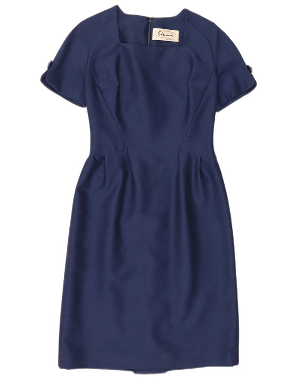 Vintage Damen Etuikleid UK 10 Small Marineblau