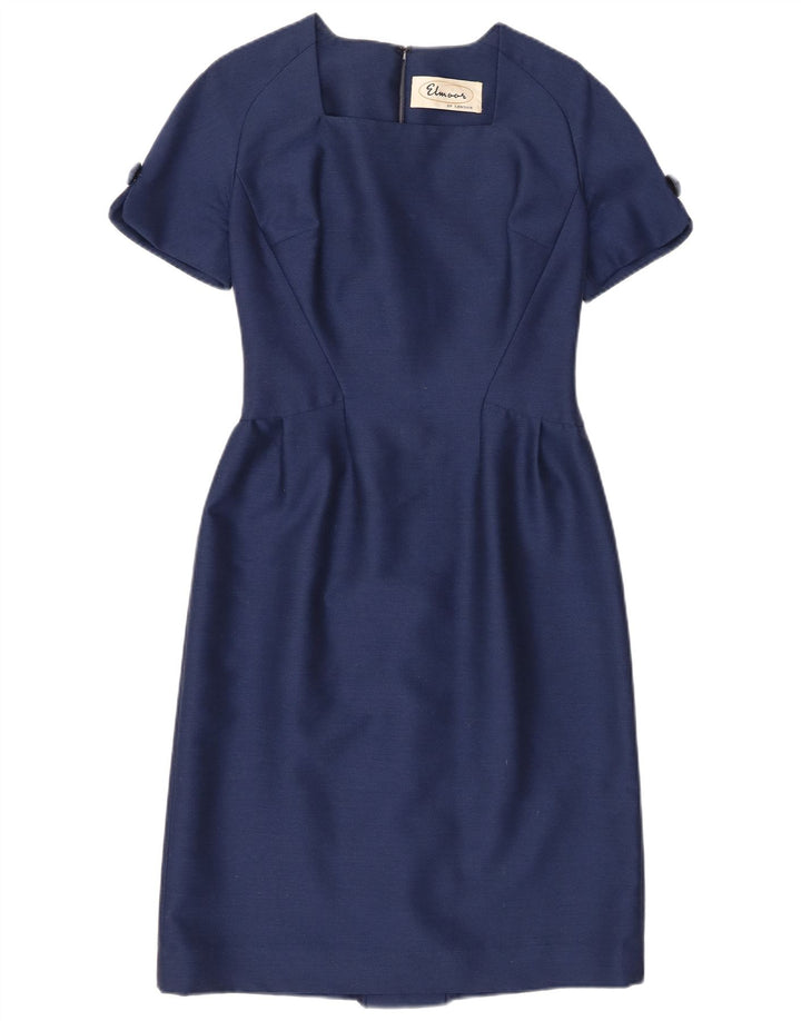 Vintage Damen Etuikleid UK 10 Small Marineblau