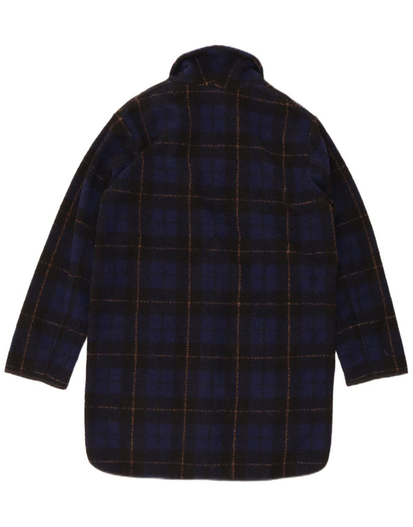 Woolrich Damen Übergroßer Mantel UK 6 XS Marineblau kariertes Polyester
