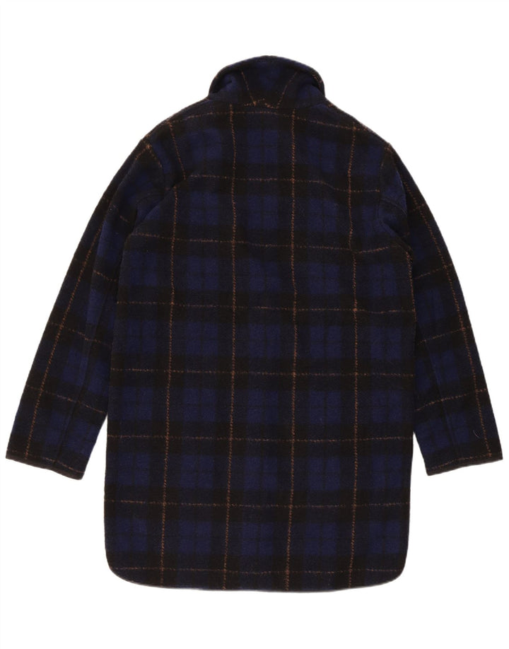 Woolrich Damen Übergroßer Mantel UK 6 XS Marineblau kariertes Polyester