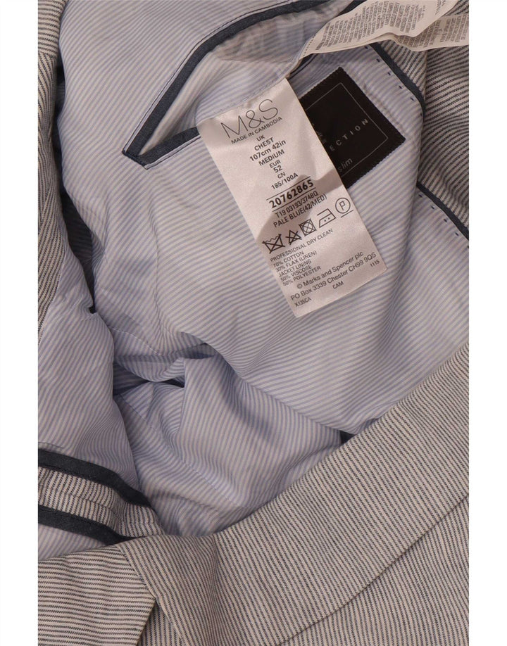 Marks & Spencer Slim 2-Knopf-Blazer für Herren, Größe 42, groß, blau gestreift