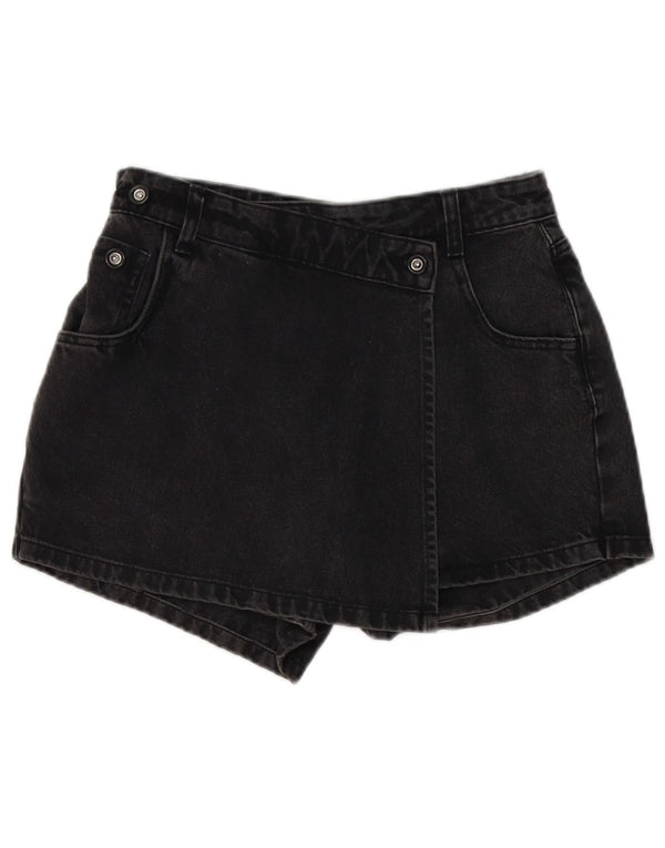 Zara Damen Skort Denim Shorts Medium W28 Schwarze Baumwolle
