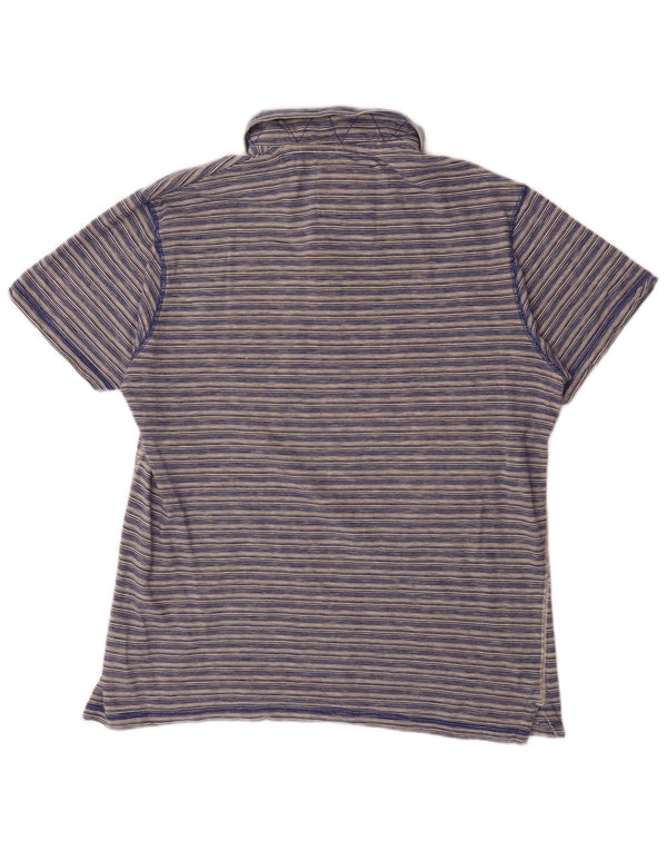 Weird Fish Herren-Poloshirt XL aus marineblauer Nadelstreifen-Baumwolle