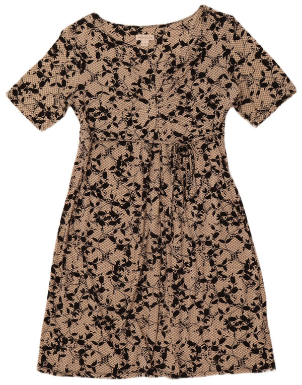 Monsoon A-Linien-Kleid für Damen, UK 46, Größe L, beige, geblümte Viskose