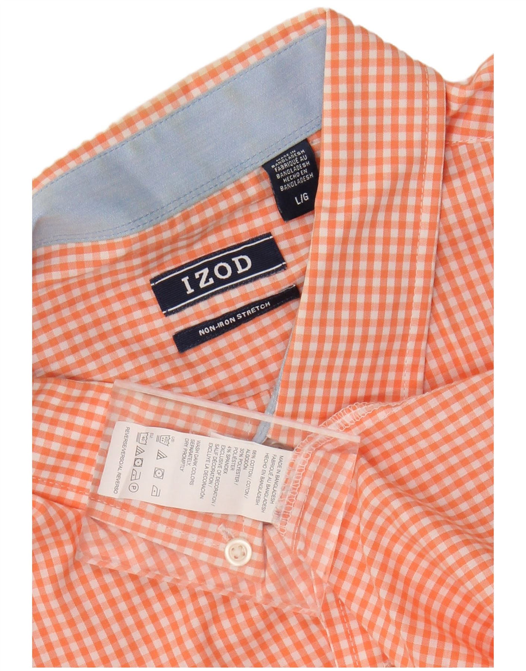 Izod Herrenhemd, groß, rosa Gingham-Baumwolle