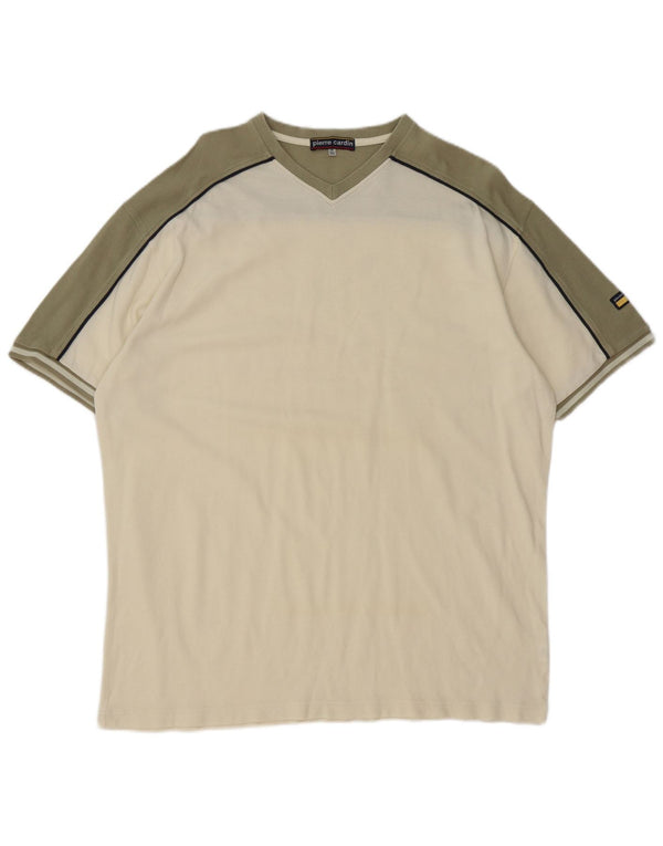 Pierre Cardin Herren T-Shirt Top 3XL Off White Colourblock Baumwolle