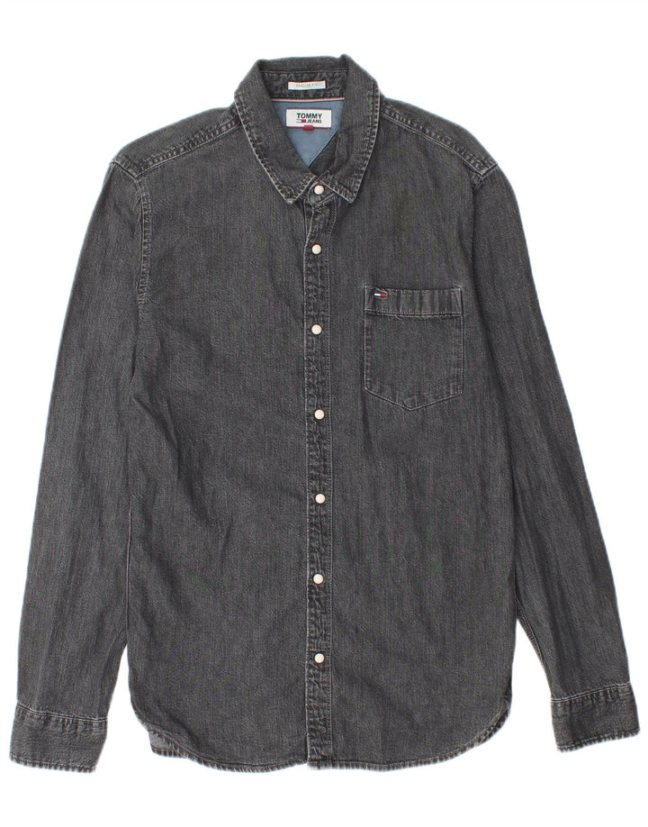 Tommy Hilfiger Herren-Jeanshemd mit normaler Passform, kleine graue Baumwolle
