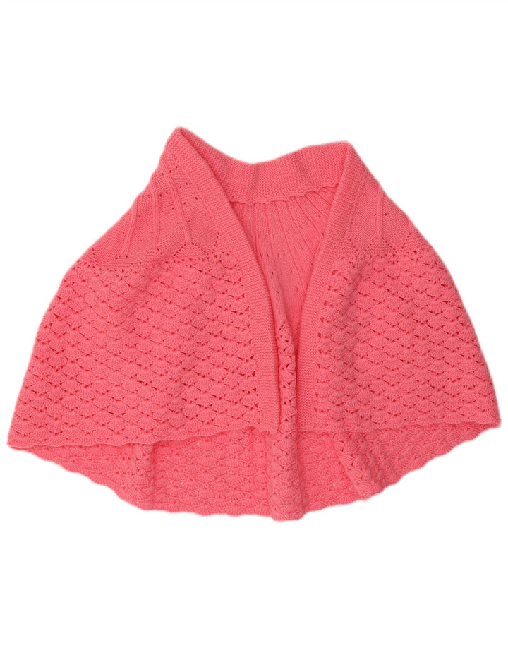 Vintage Damen Poncho Cardigan Pullover UK 14 Mittelrosa