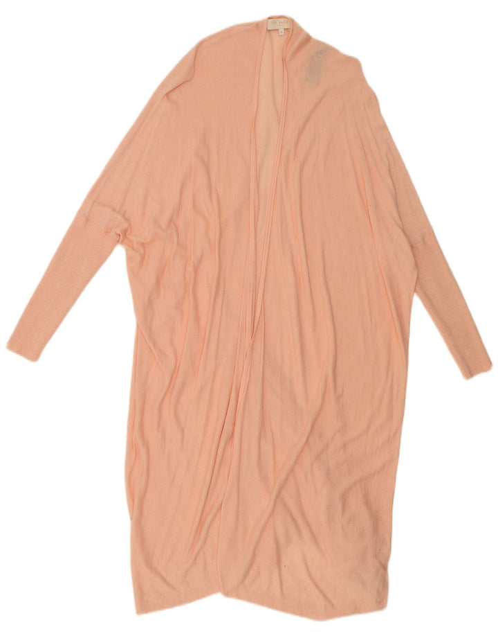 Ted Baker Damen-Strickjacke in Übergröße, lang geschnitten, Größe 3, Mittelrosa