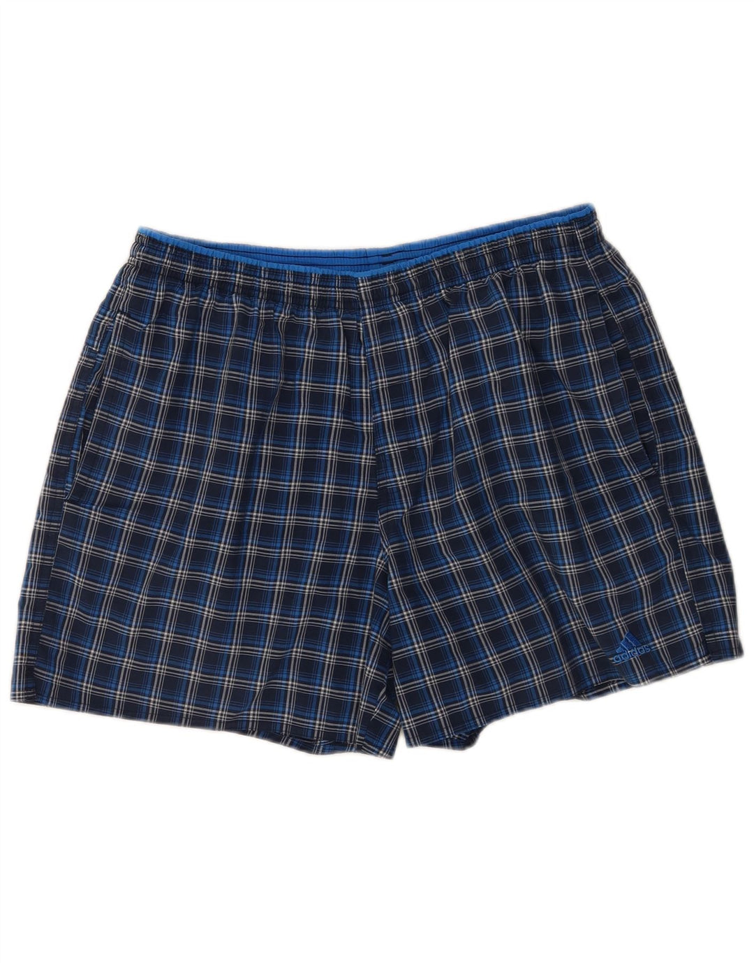 Adidas Herren-Badeshorts, groß, marineblau, kariert, Polyester