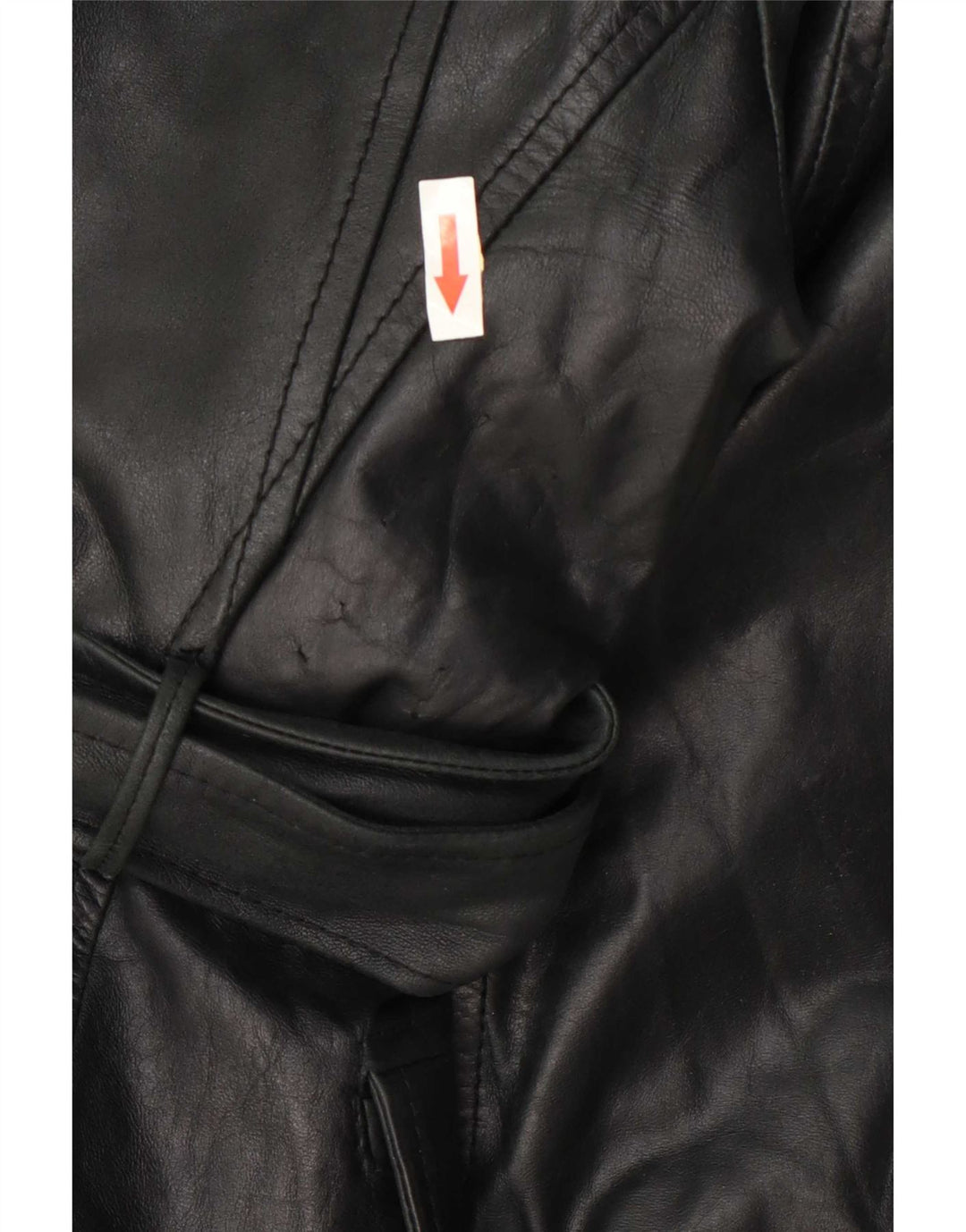 Vintage Damen Ledermantel UK 10 Small Schwarz