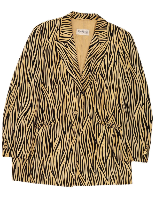 Basler Womens 1 Button Blazer Jacket UK 14 Medium Yellow Animal Print