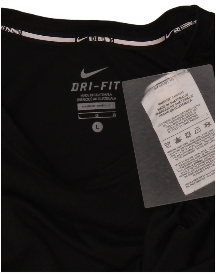 NIKE Damen Dri Fit T-Shirt Top UK 14 Large Schwarz Polyester
