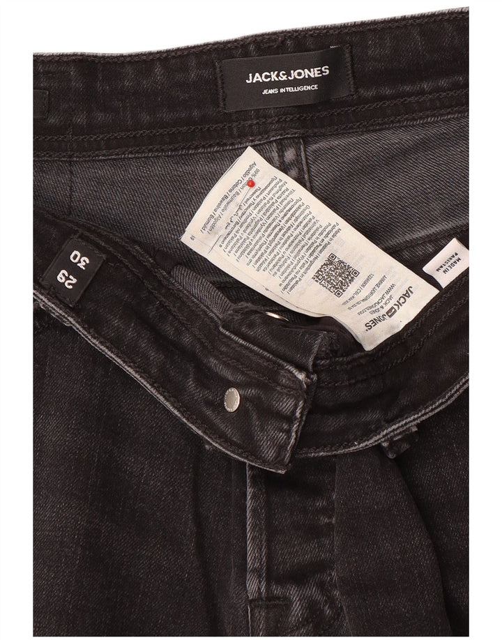 Jack & Jones Herren Distressed Slim Jeans W29 L30 Schwarze Baumwolle