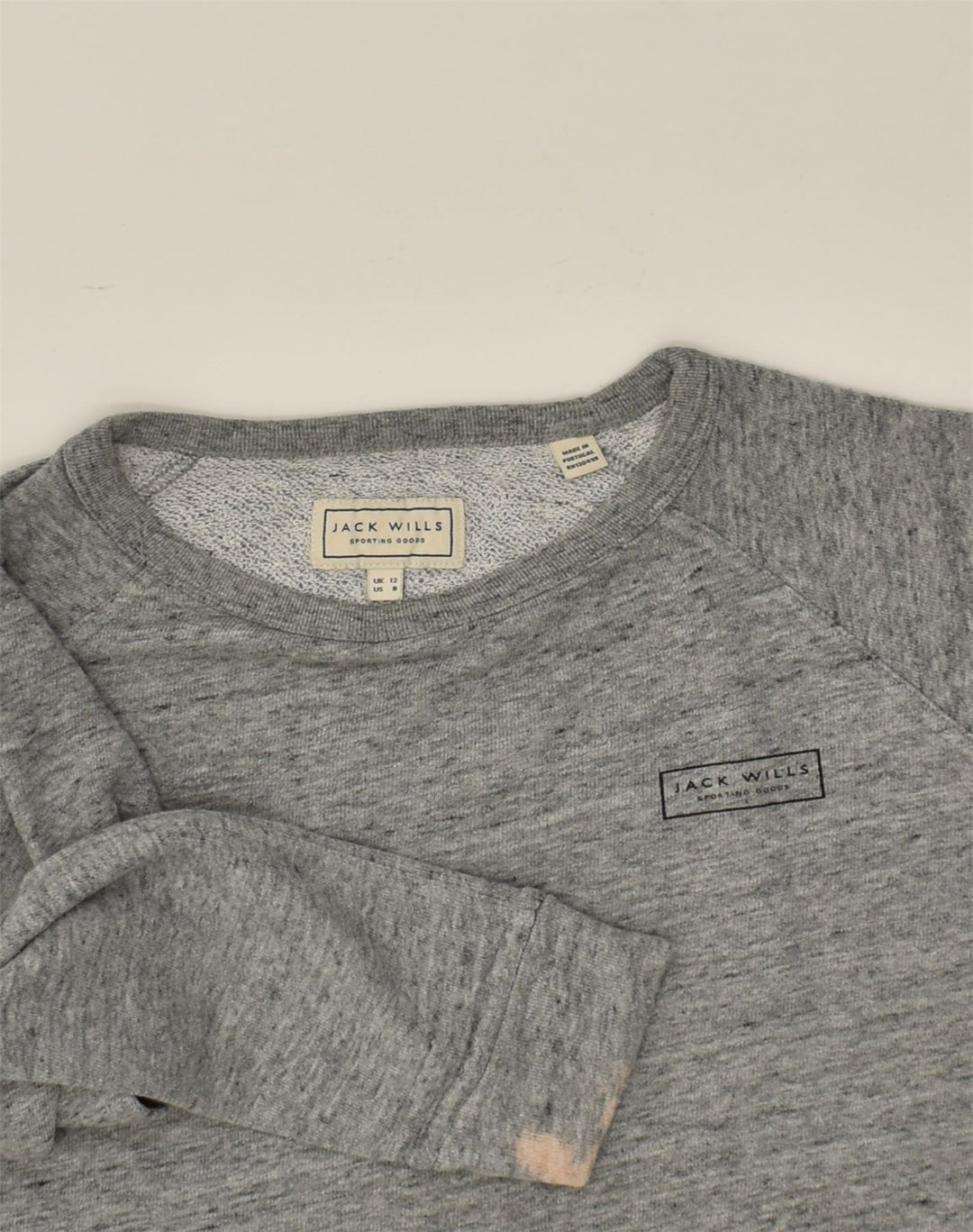 JACK WILLS Womens Oversized Sweatshirt Jumper UK 12 Medium Grey Flecked | Vintage Jack Wills | Thrift | Second-Hand Jack Wills | Used Clothing | Messina Hembry 