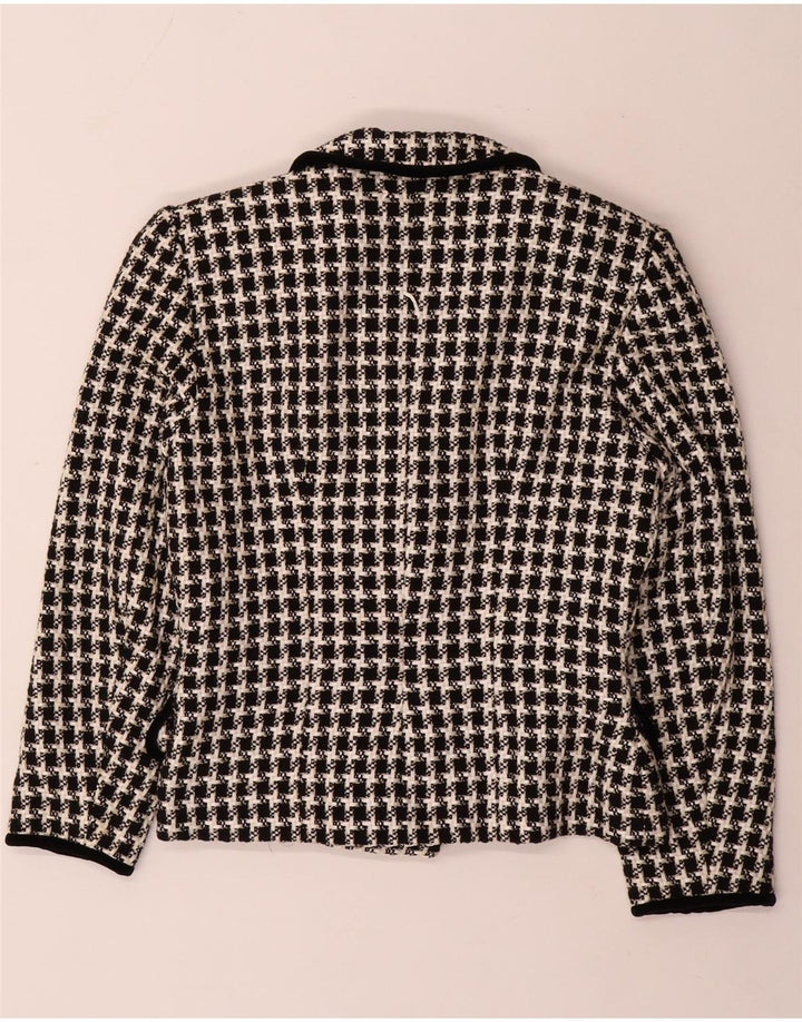 Vintage Damen Zweireiher Blazer Jacke UK 14 Medium Black Houndstooth