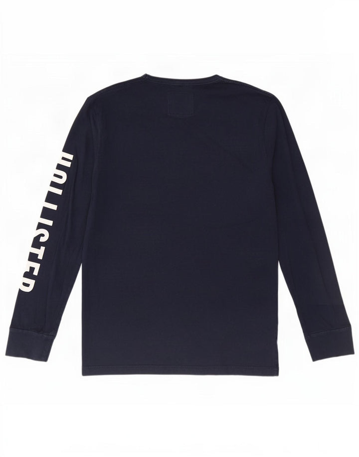 Hollister Herren Grafik-Oberteil, langärmelig, groß, marineblau, Baumwolle