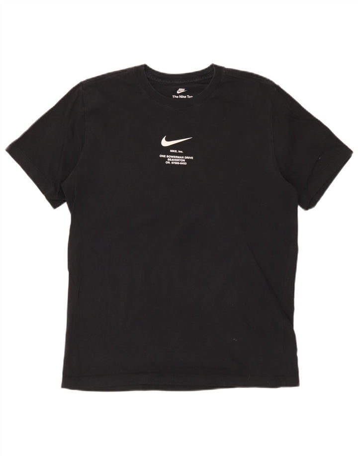 Nike Herren-T-Shirt mit Swoosh-Grafik, mittelschwarze Baumwolle