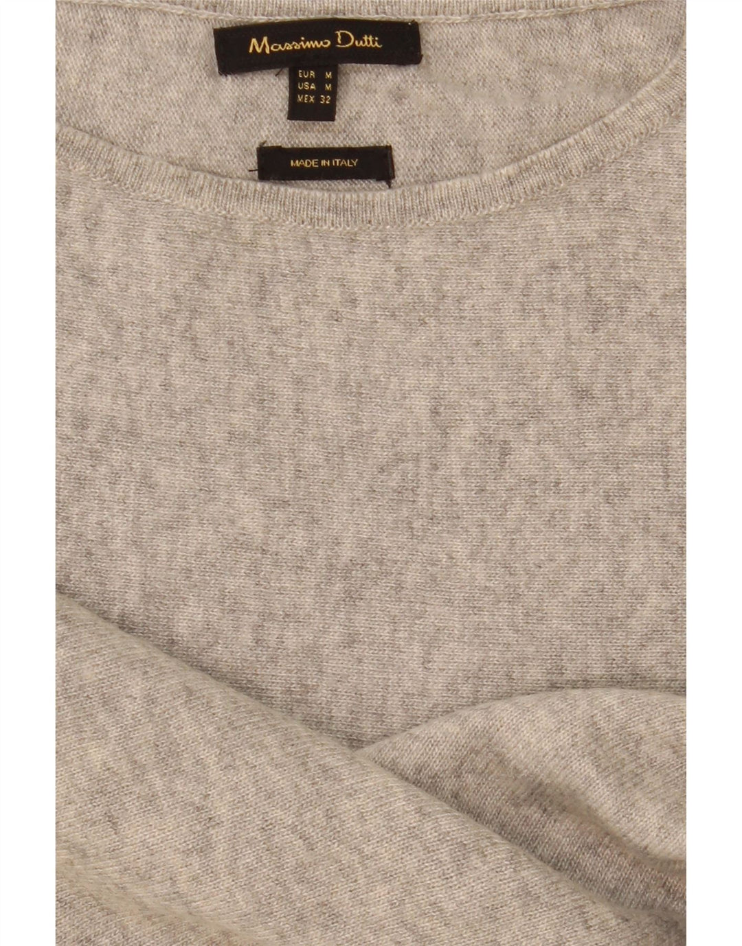 Massimo Dutti Damen-Pullover mit U-Boot-Ausschnitt, UK 14, Mittelgrau meliert